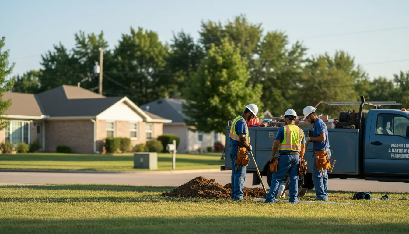 Residential water line and bathroom plumbing service in Haysville, KS